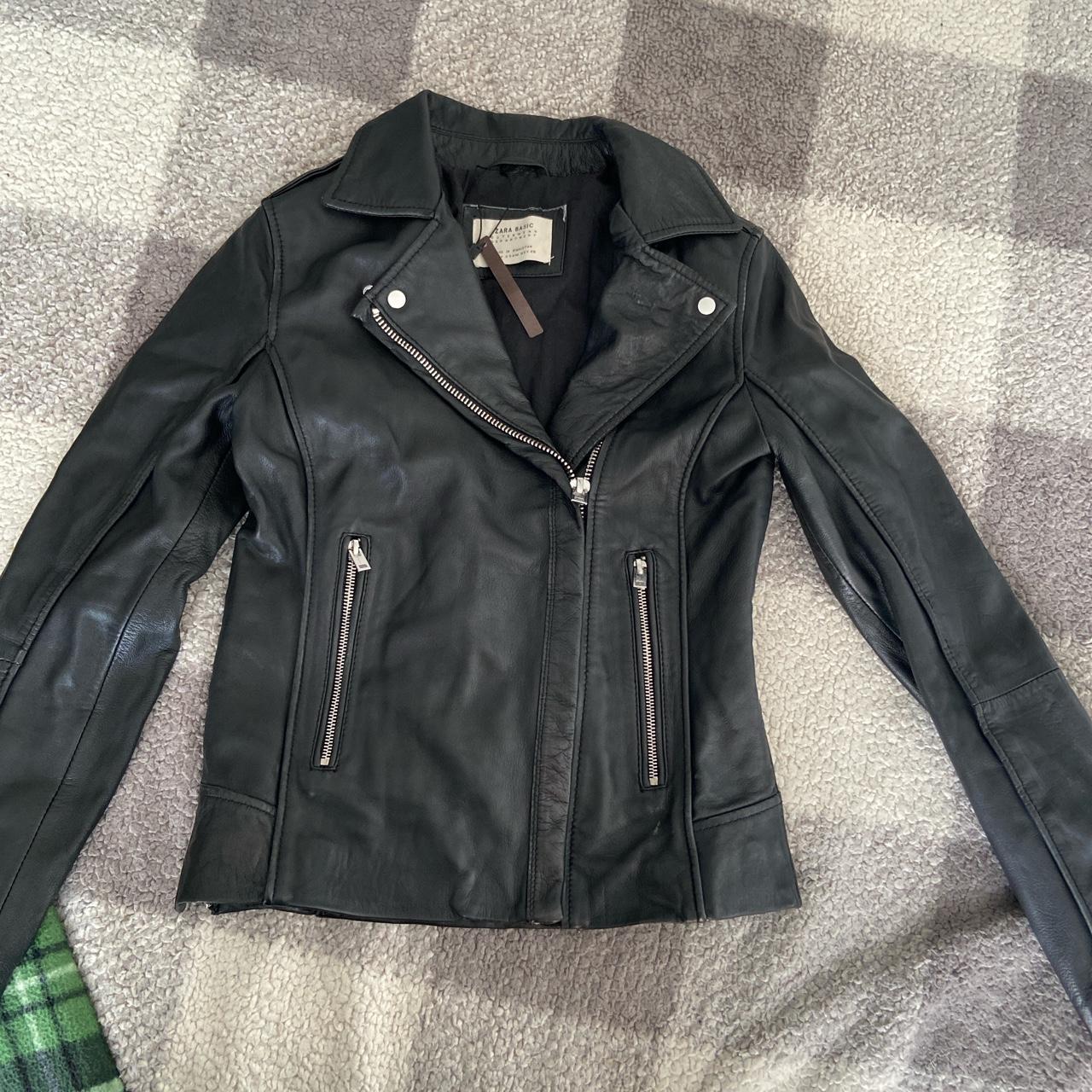 Zara shops Basic Sheep Leather Motorcycle Jacket