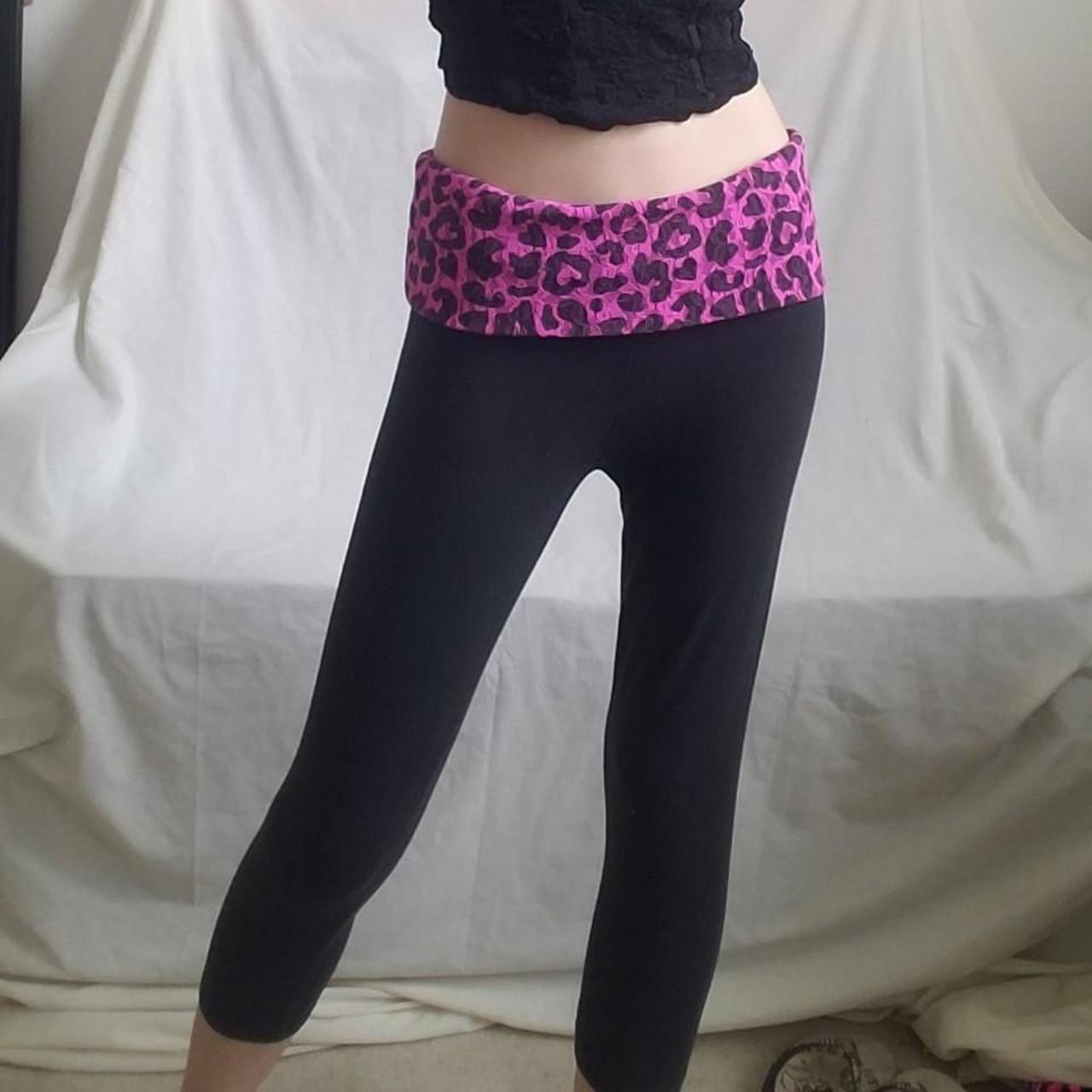 Victoria's Secret Pink And Black Leopard Print Fold Over Leggings Size XS -  $35 - From Bella