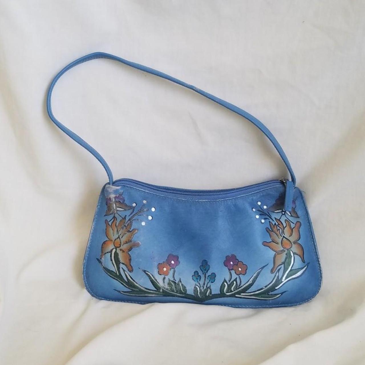 DIOR Embroidered Saddle Bag Leather & Linen Floral Butterflies