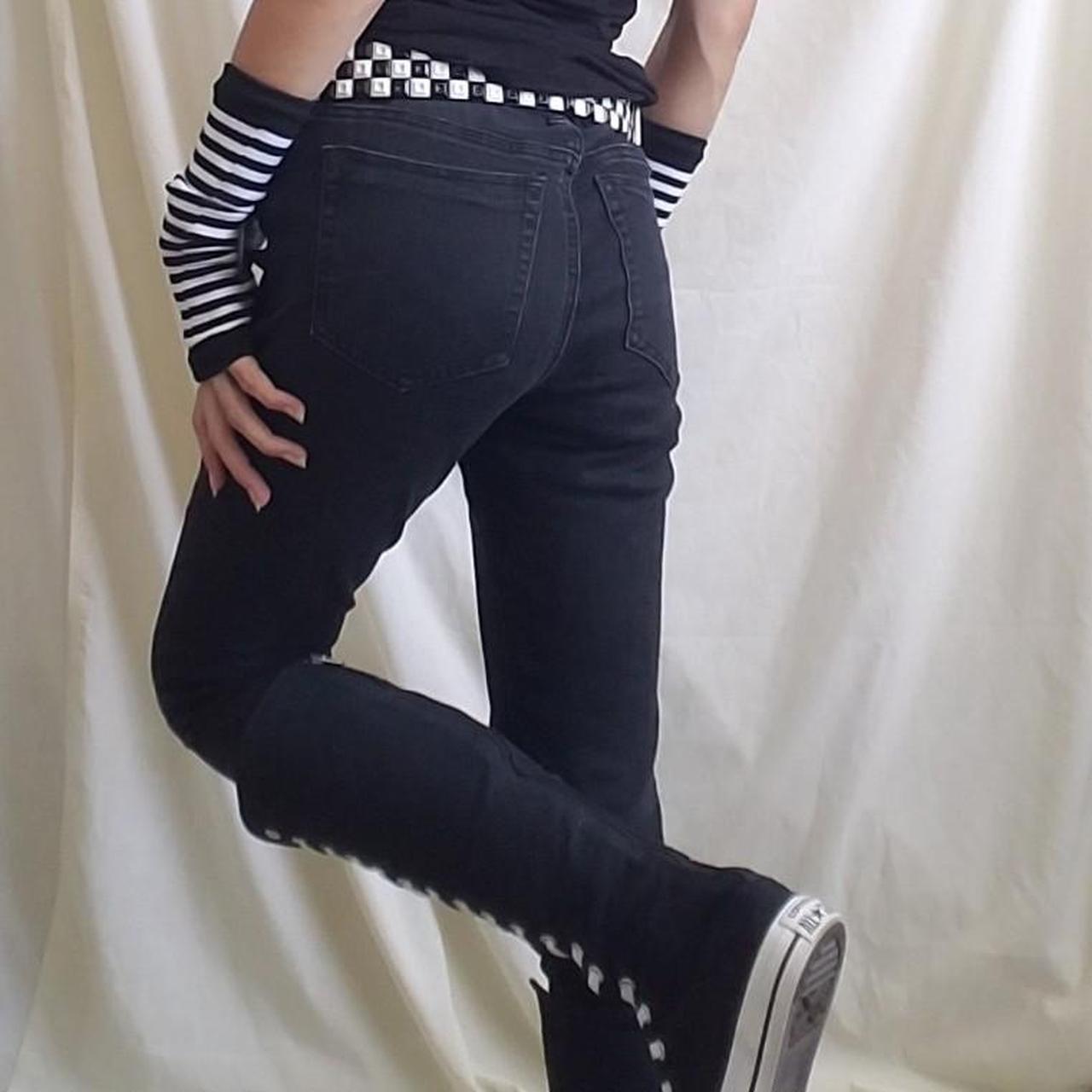 Y2K pullon black Jeggings. From the early 2000's has - Depop