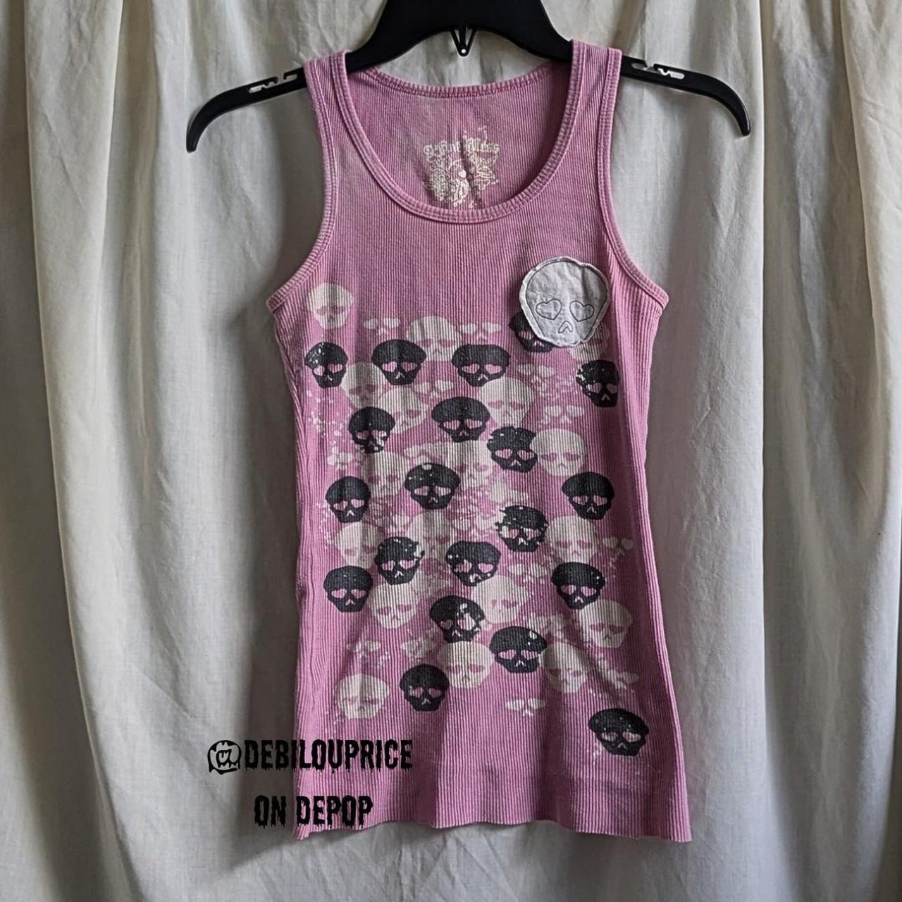 Pastel Pink Skull Tank Top Y2K early 2000s VERY | Depop