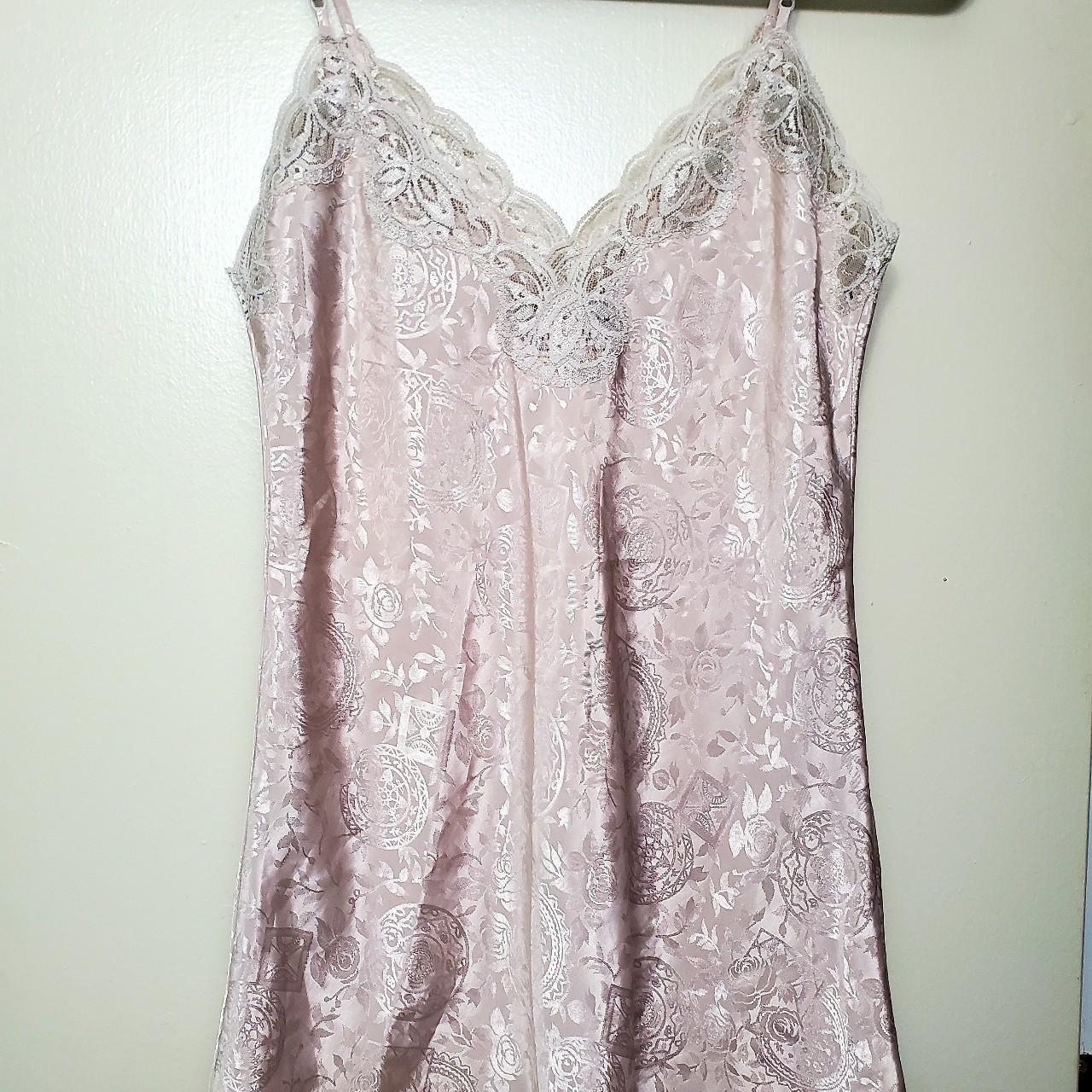 Vintage Victoria's Secret Slip Dress. Silver Beige... - Depop