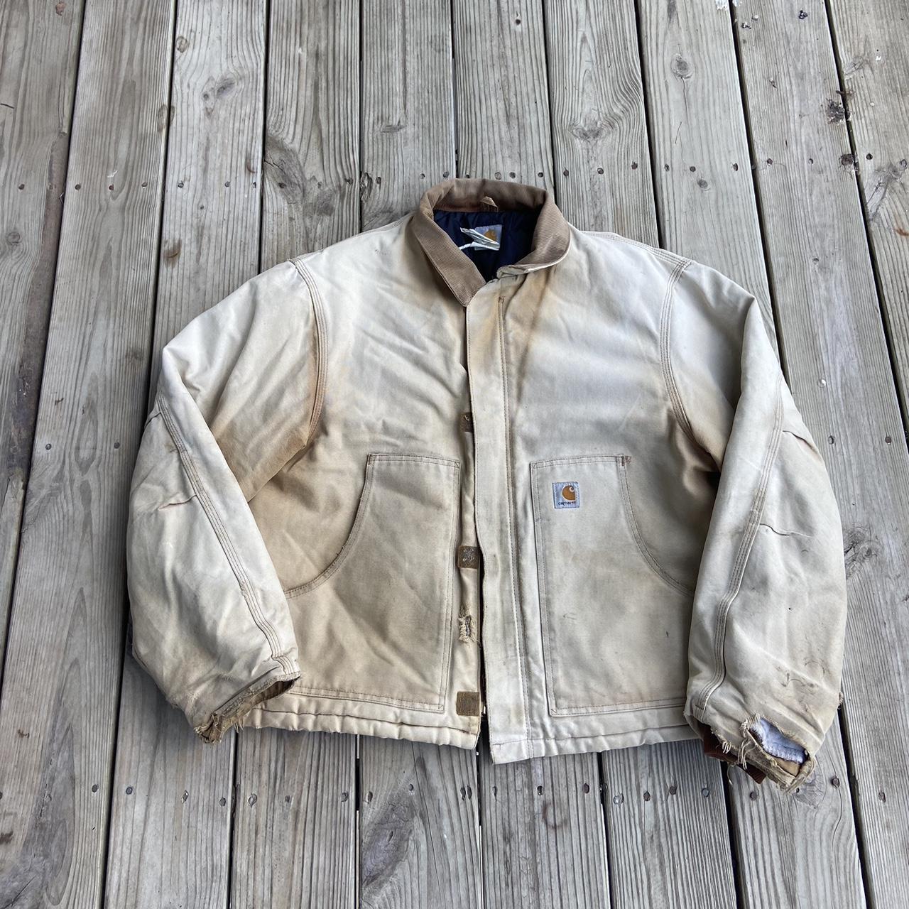 Vintage Thrashed Carhartt Jacket Size Large (zipper... - Depop