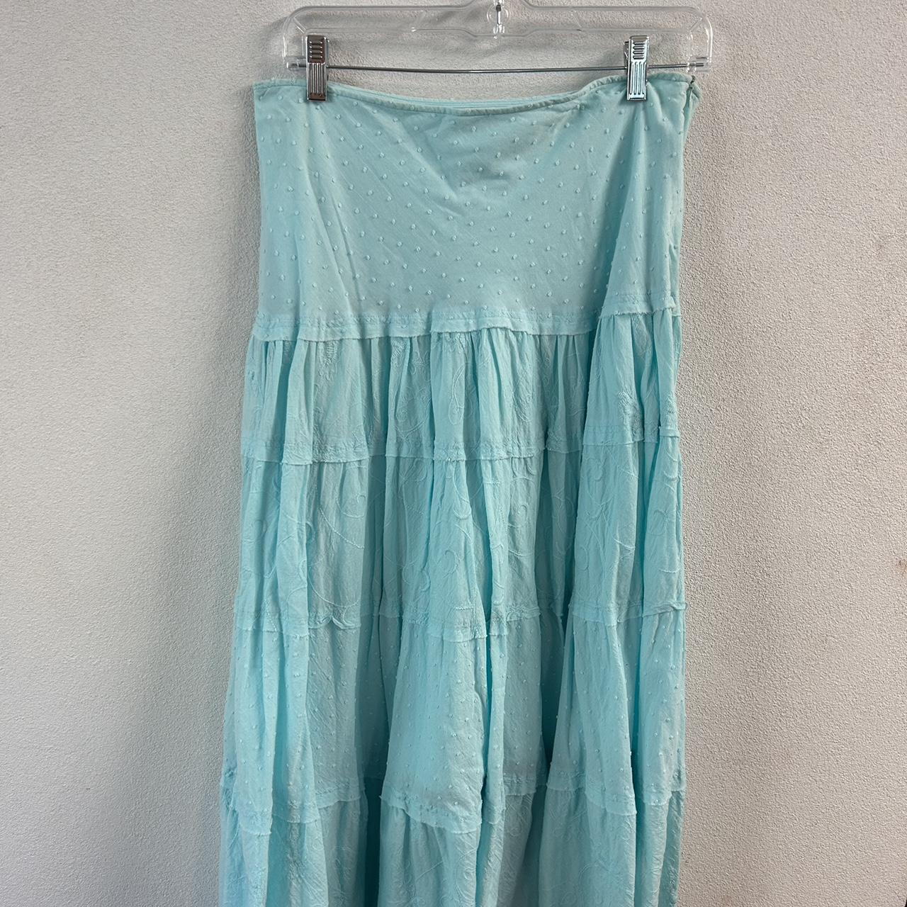 Liz Gordon Gypsy style vintage blue ruffled skirt :... - Depop