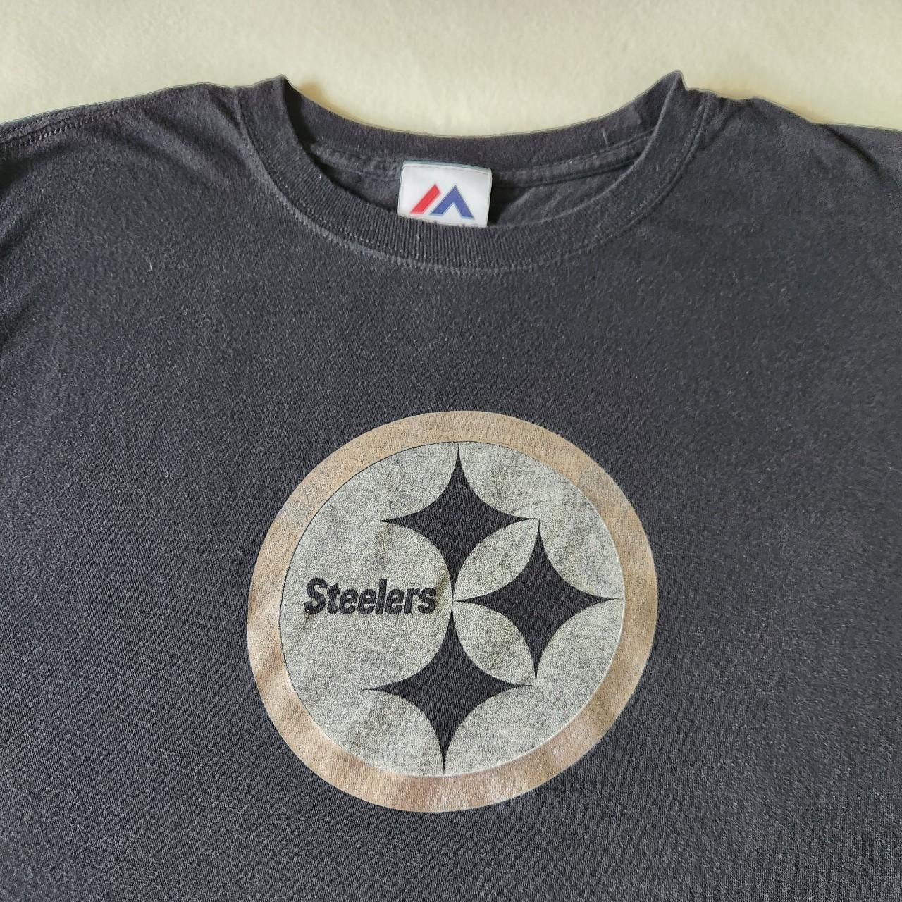 Majestic Steelers #1 Dad Short Sleeve Black T-Shirt - M