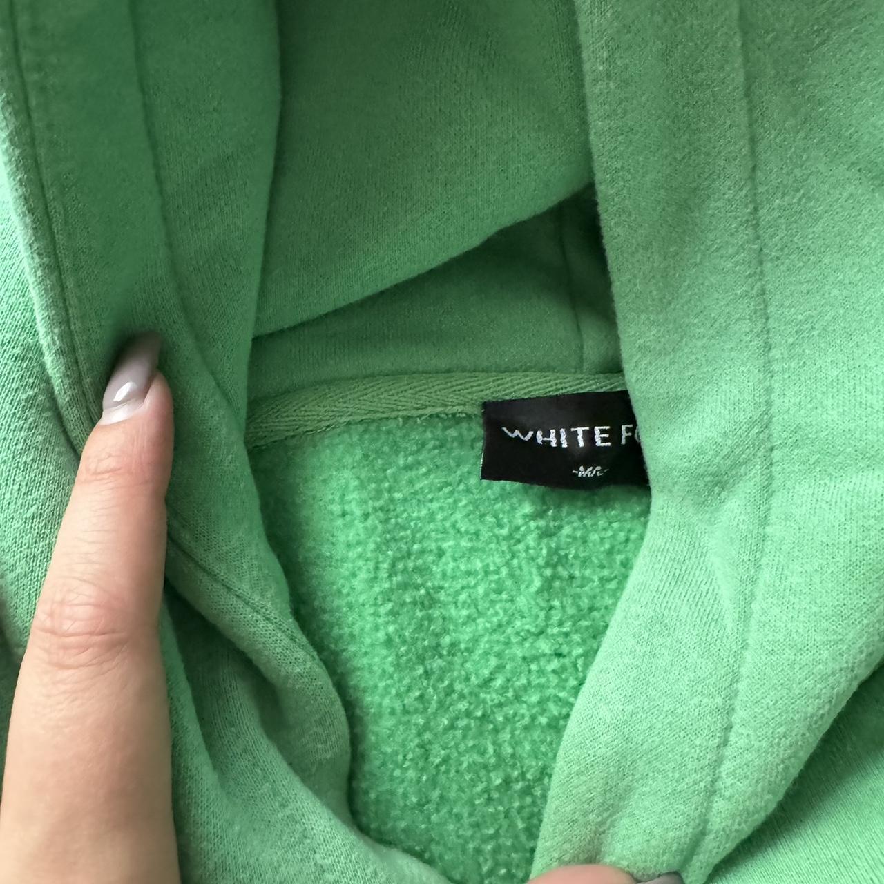 white fox green hoodie Size m/l - Depop