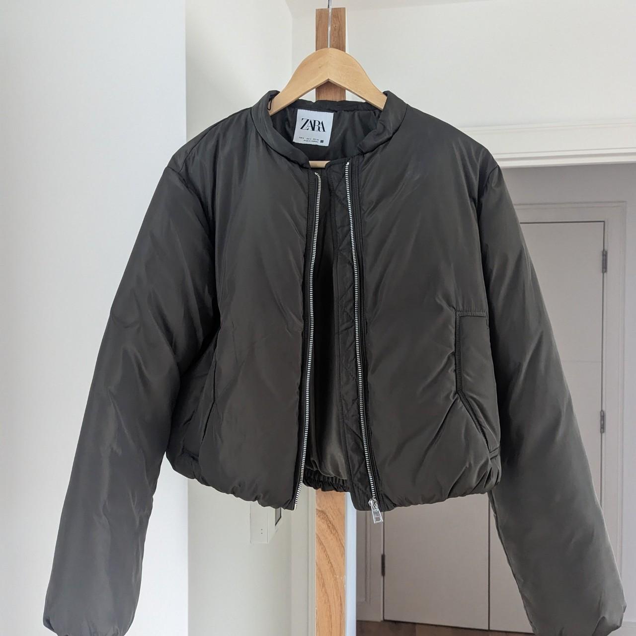 Current season Zara bomber jacket in khaki. Worn once. - Depop