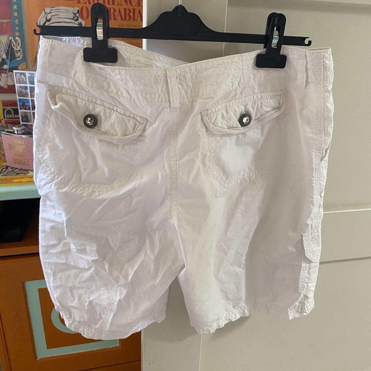 White jorts - mid length shorts - y2k gorpcore jewel... - Depop