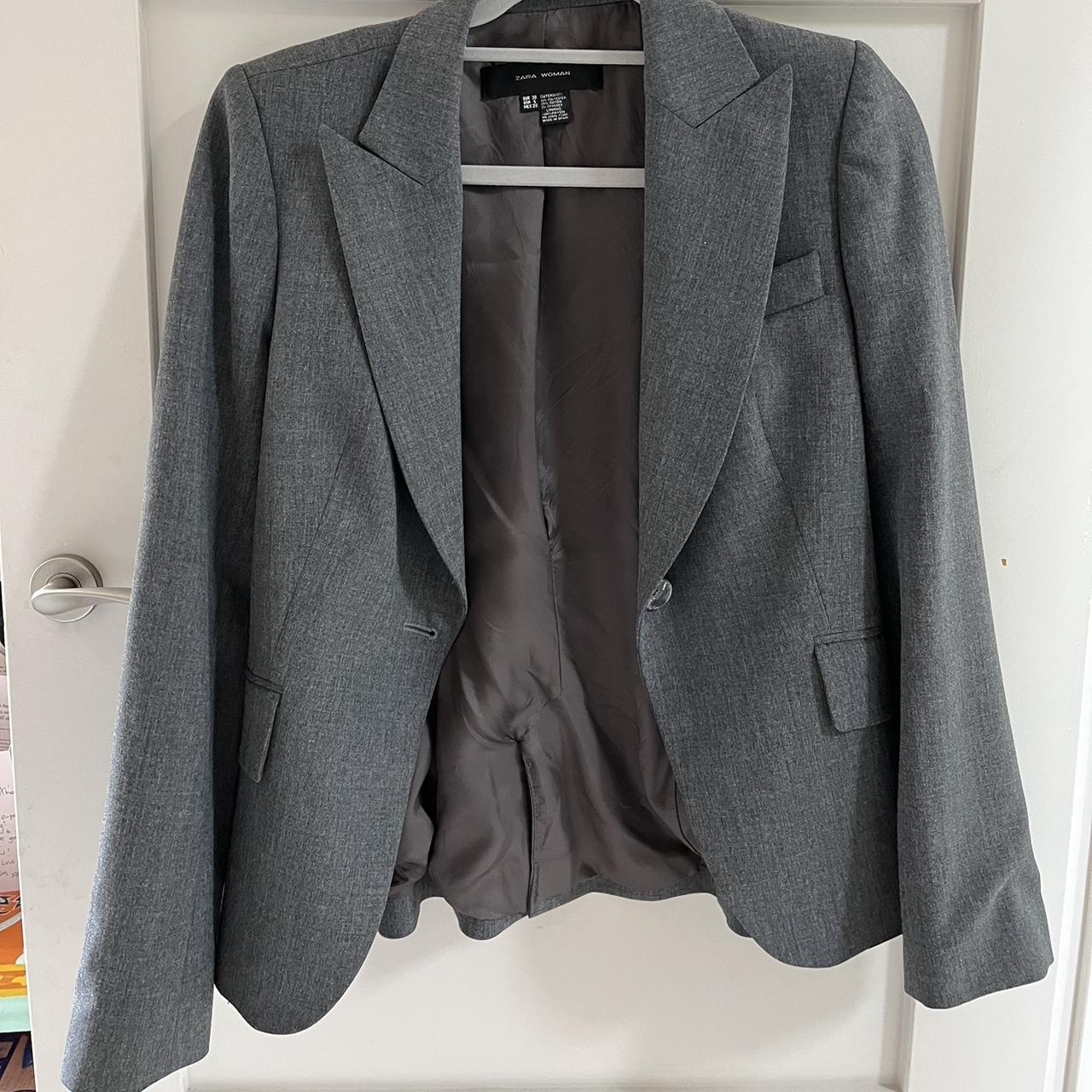 Zara grey blazer button up EUR38 Perfect for the... - Depop