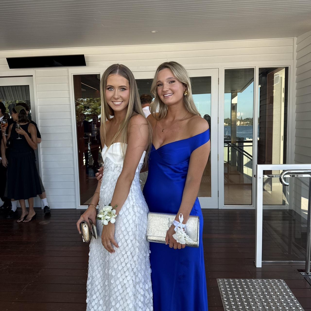 Custom Natalie rolt blue Bridget gown Size 2 Worn... | Depop