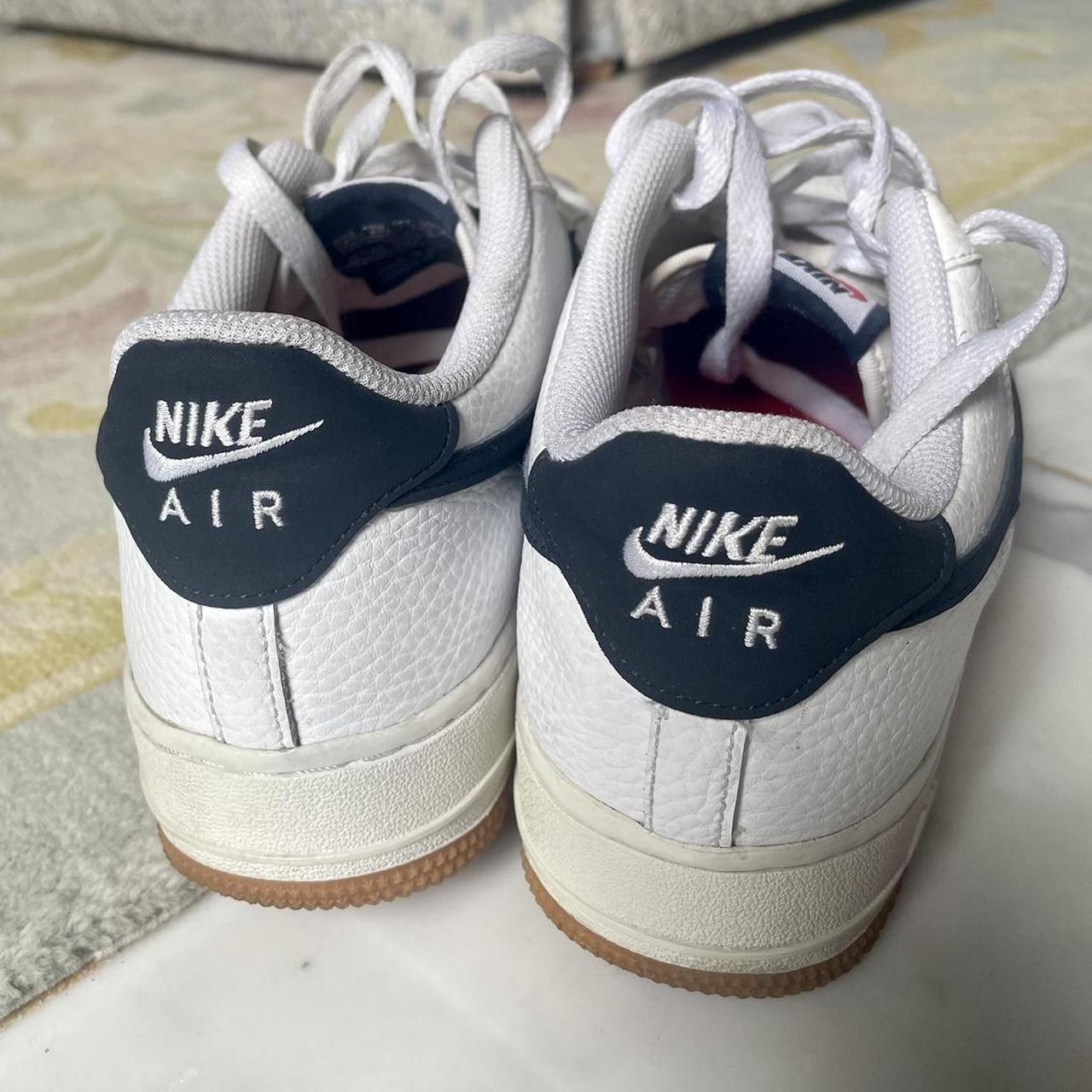 White & Navy Air Force 1’s Lightly worn as seen in... - Depop