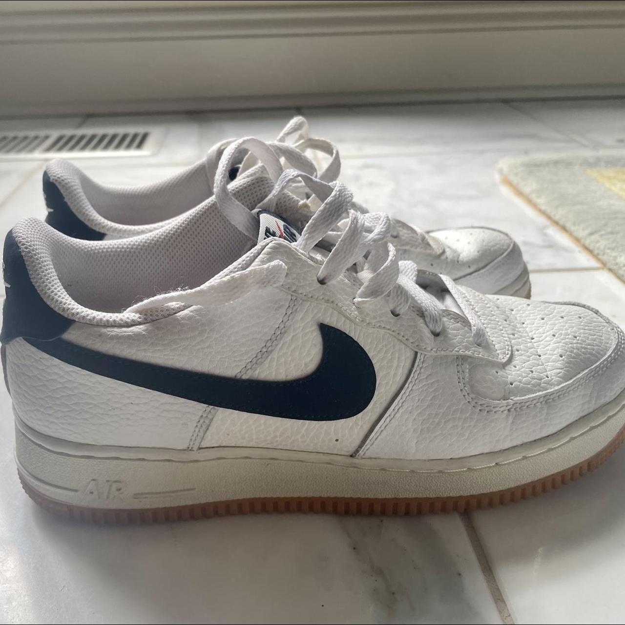 White & Navy Air Force 1’s Lightly worn as seen in... - Depop