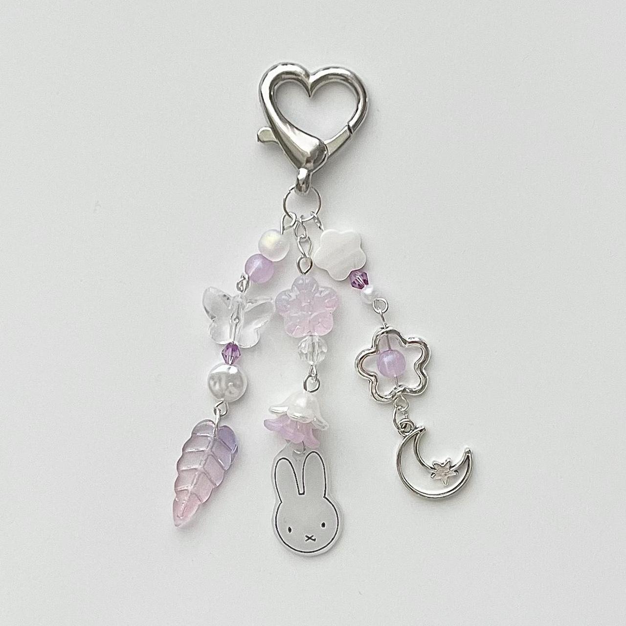 purple miffy fairy heart keychain! handmade with... - Depop