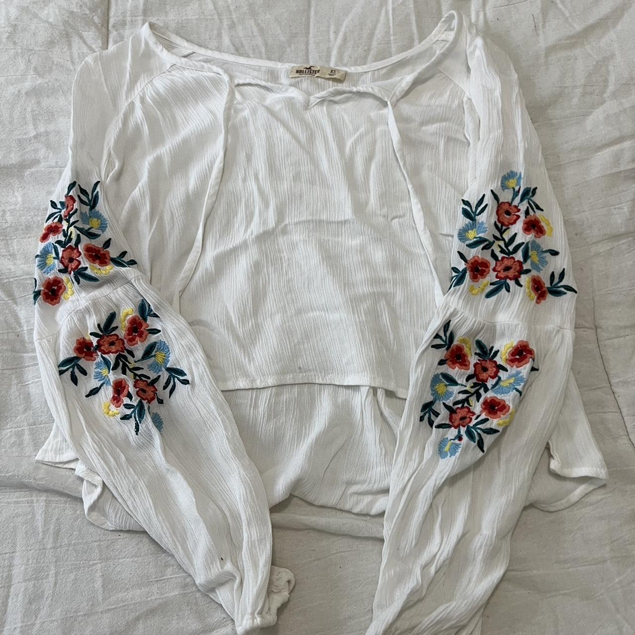 American Eagle long sleeve Embroidered flowers Was... - Depop