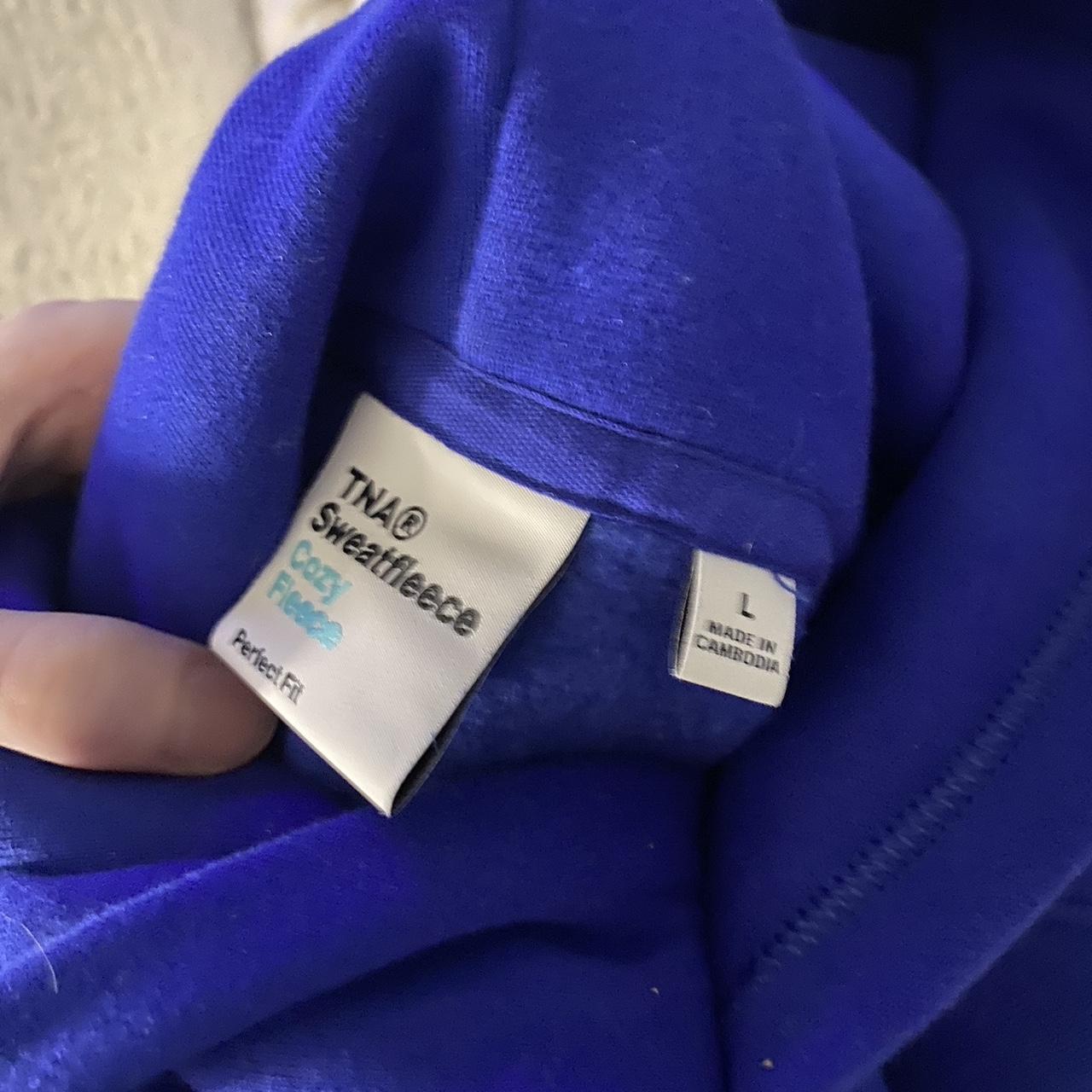 aritzia tna cozy fleece perfect hoodie in cobalt... - Depop