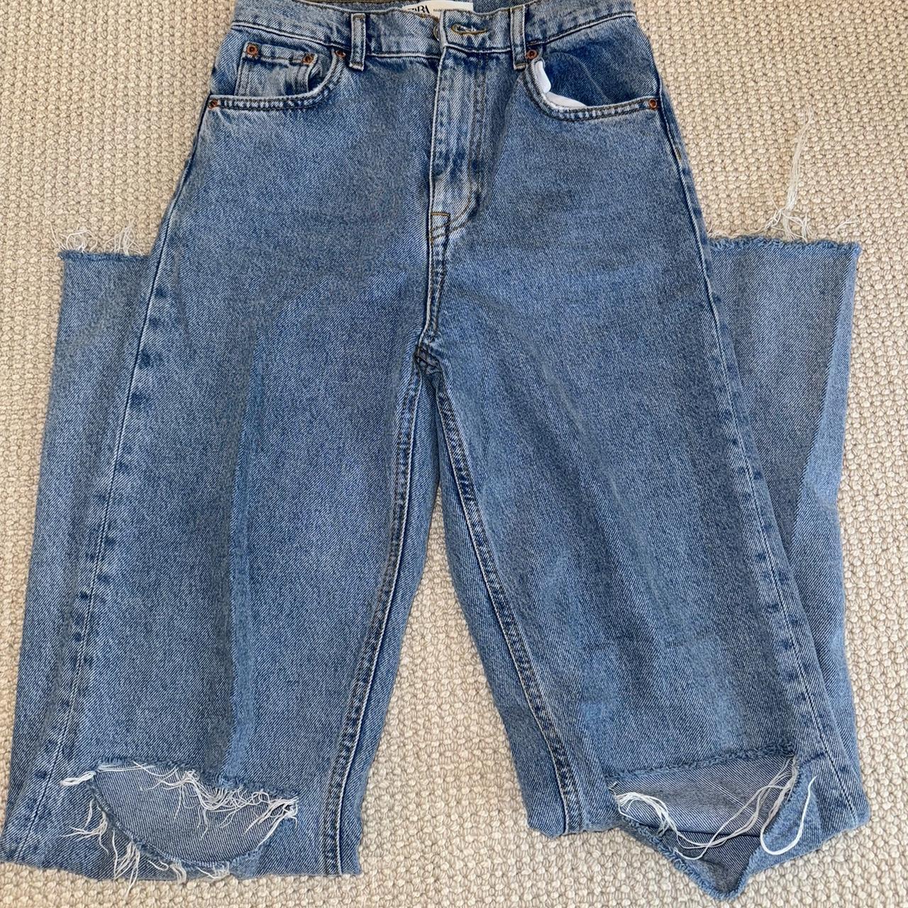 Zara The 90s Full Length high rise ripped jeans Depop