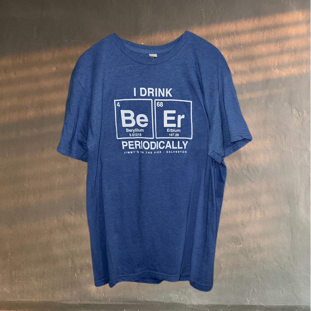 Duck and Cover Men's Blue and White T-shirt