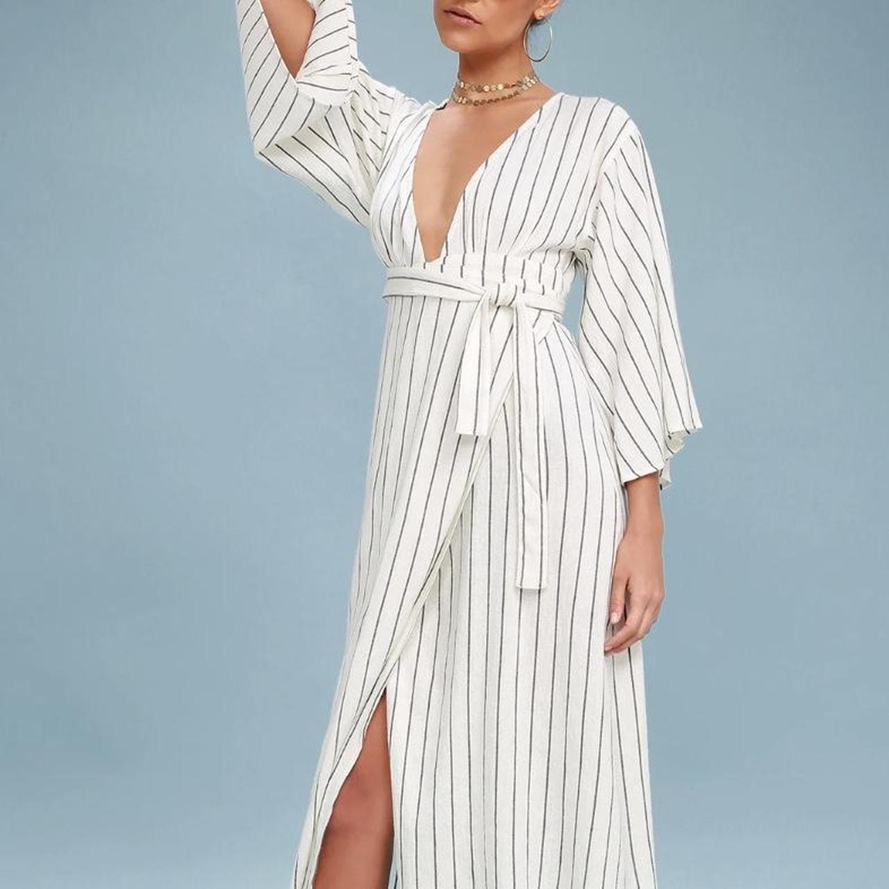 Midi Wrap Dresses Billabong Wrap Robe Life Black And White Striped