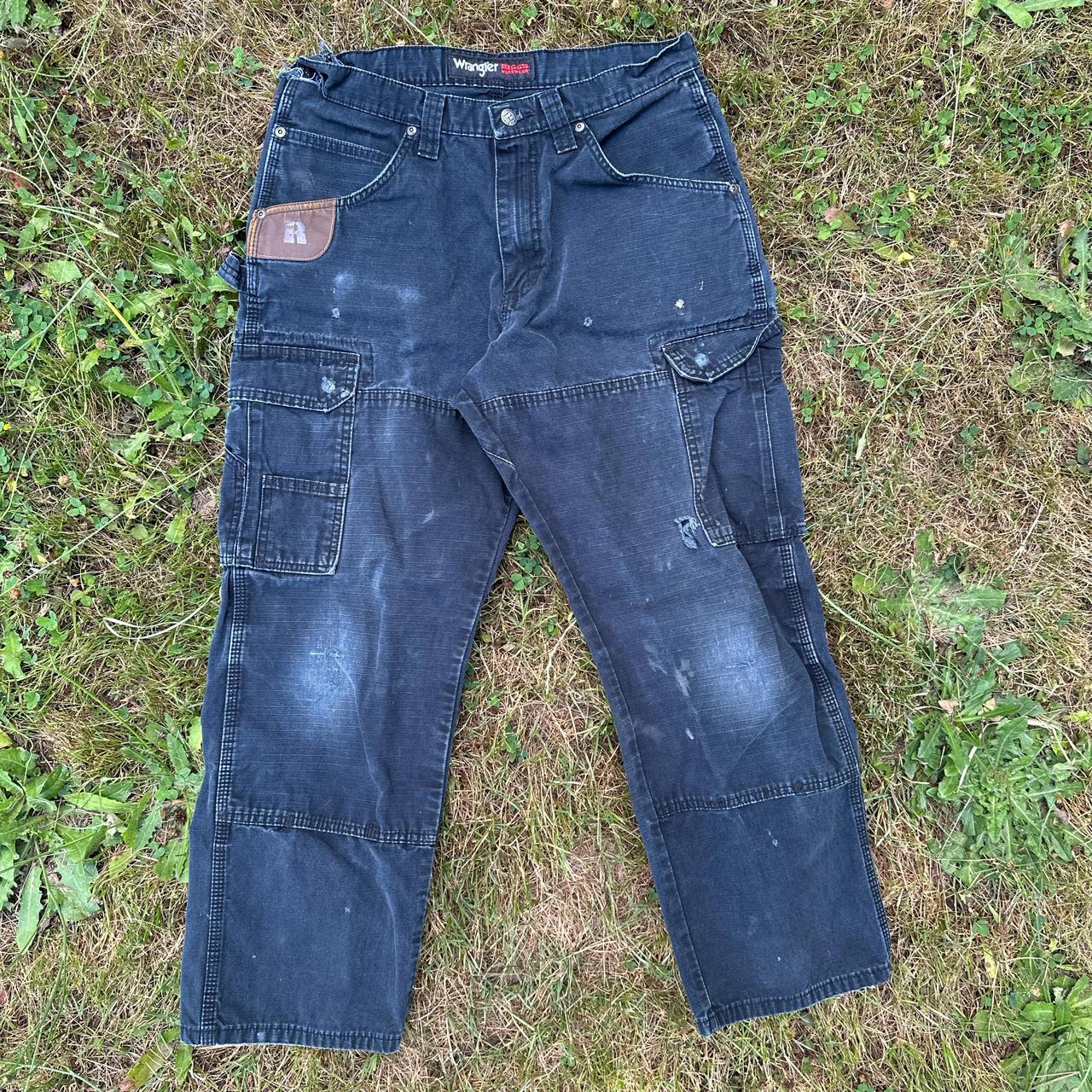 Black wrangler Riggs workwear double knee pants Depop