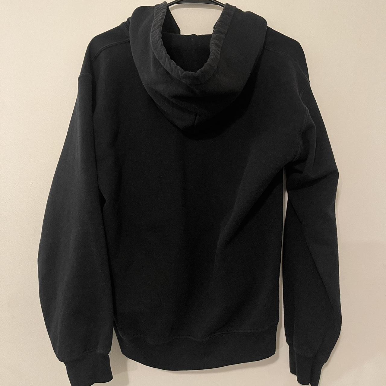 basic black gildan hoodie size s small v cut good... - Depop