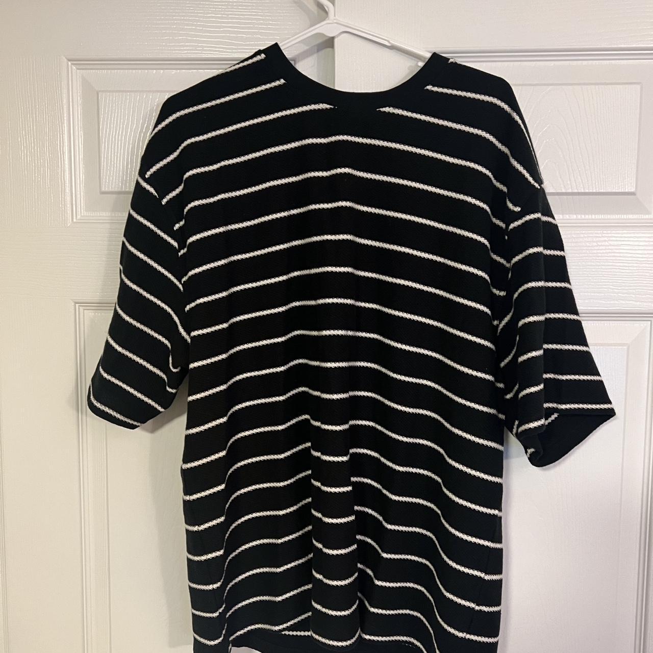 Large Black and White Stripped PacSun Shirt Never... - Depop
