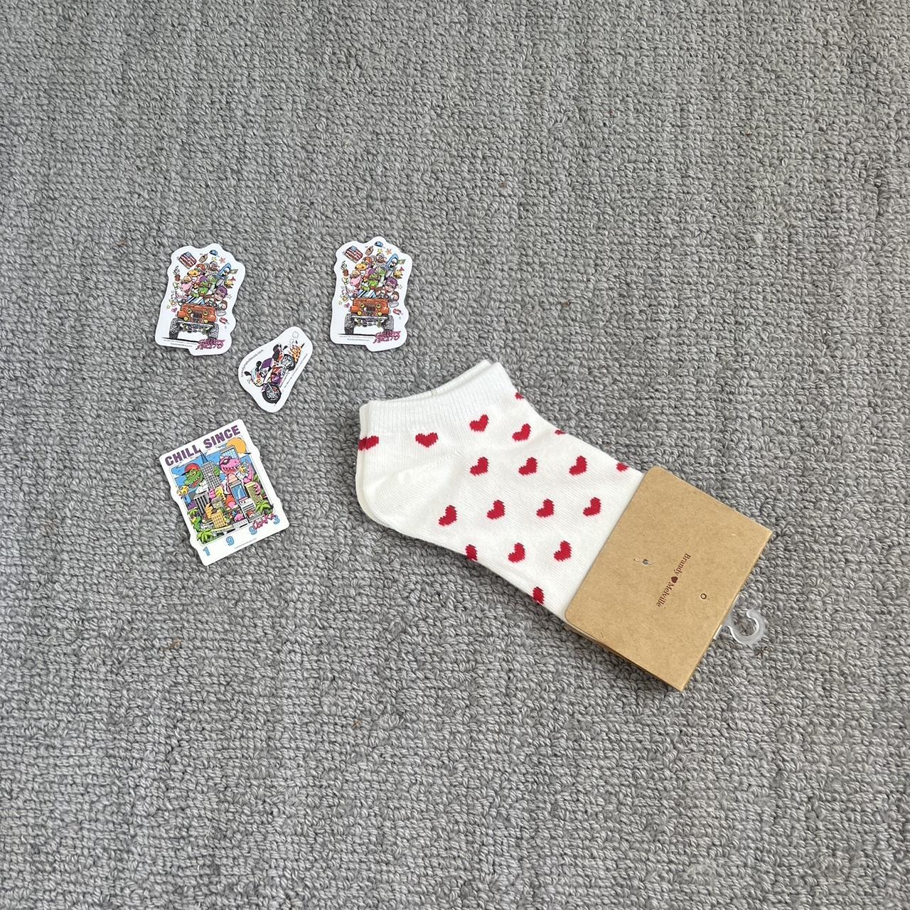 brandy melville heart socks & 4 brandy stickers... Depop