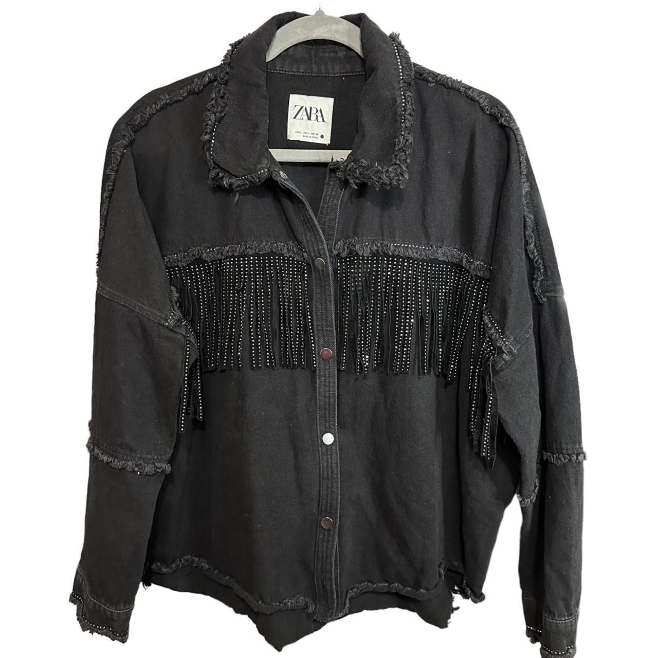 Zara Women s Black Denim Jacket Shacket Western