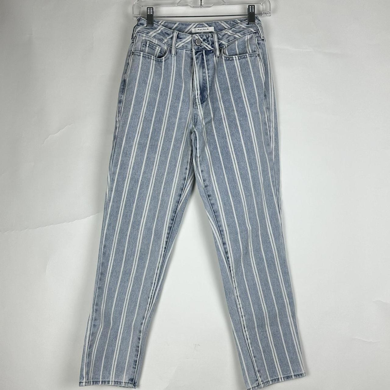 Fashion striped mom jeans