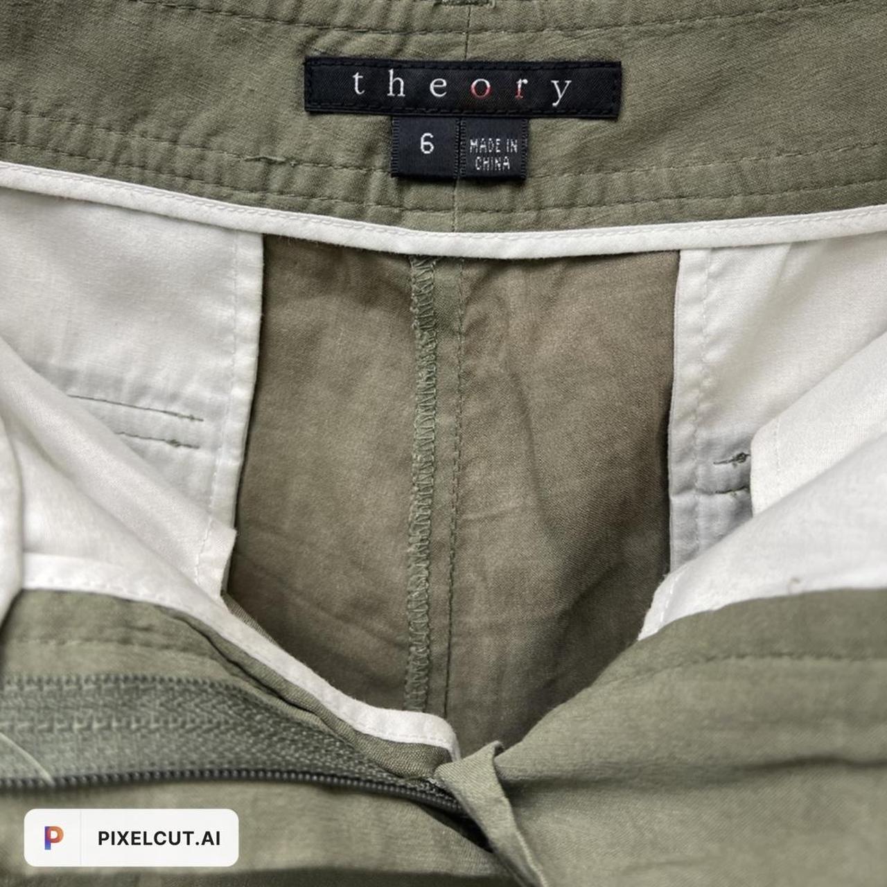 Theory Women's Green Shorts | Depop