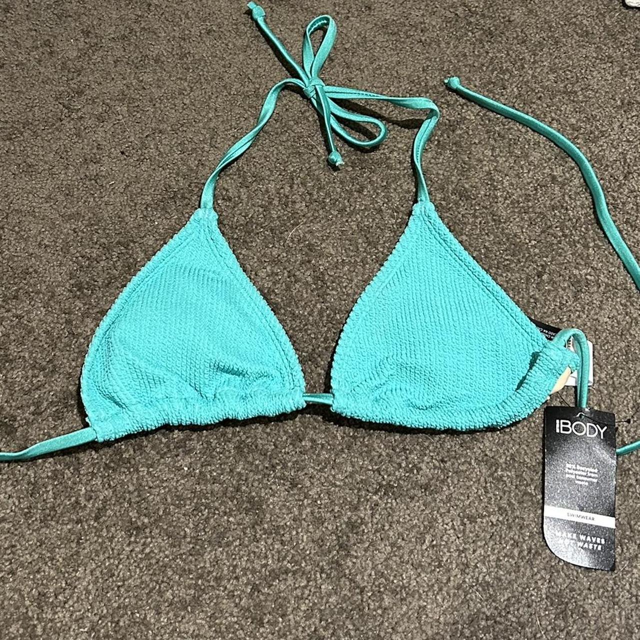 Green Cotton on slider triangle Bikini Top size... Depop