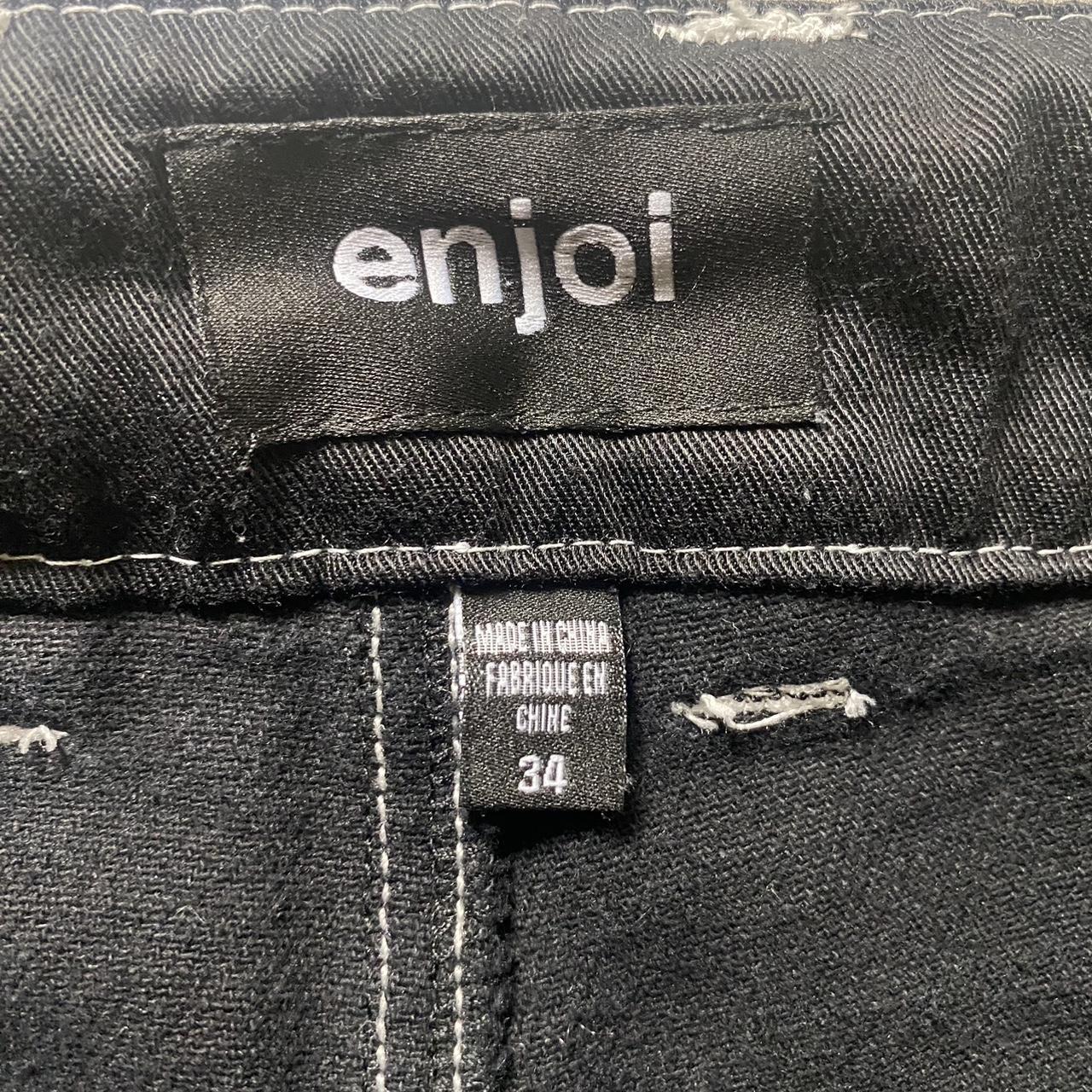 ENJOI BLACK PANTS WHITE STITCH opposite stitching... - Depop