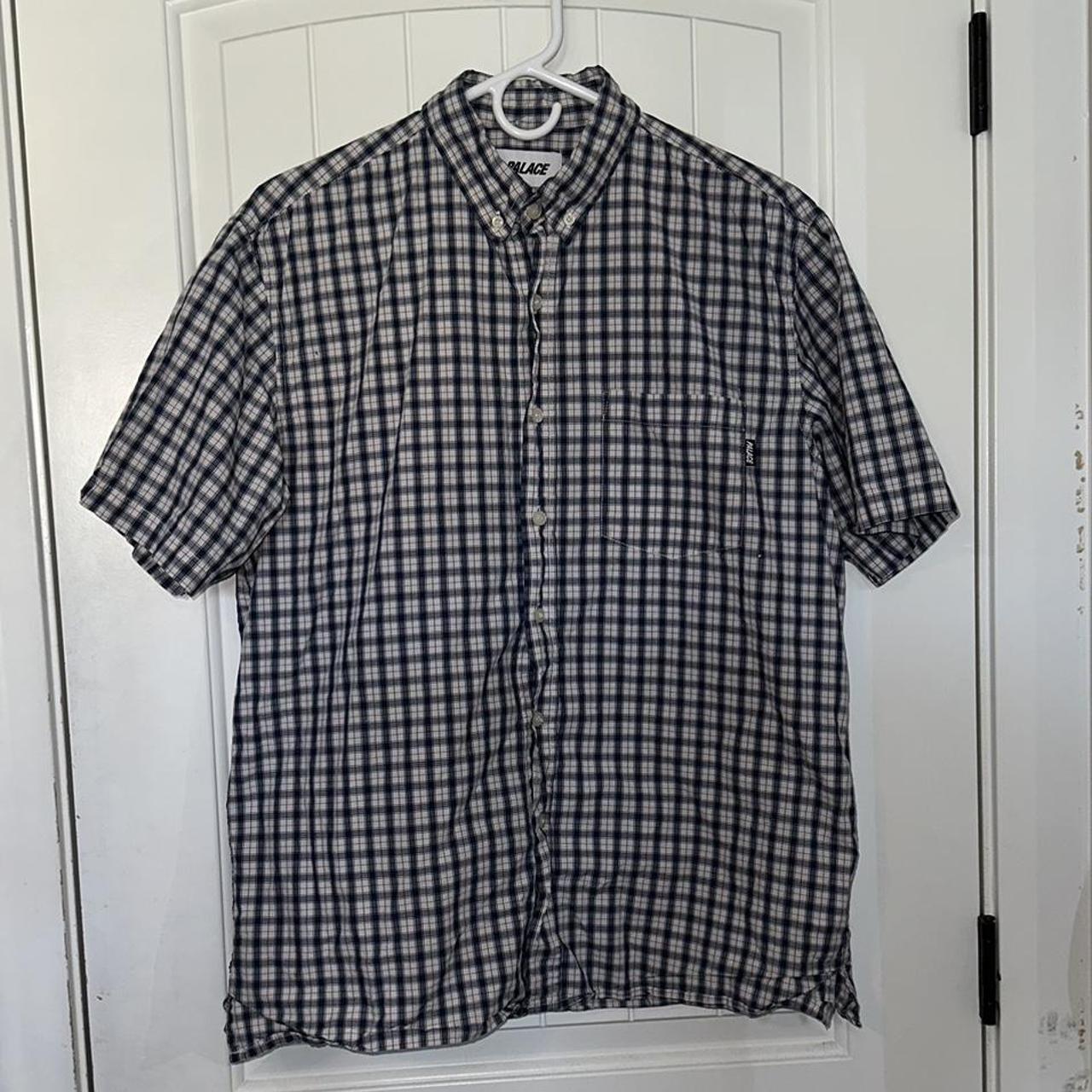 Palace Men's Blue and White Shirt | Depop