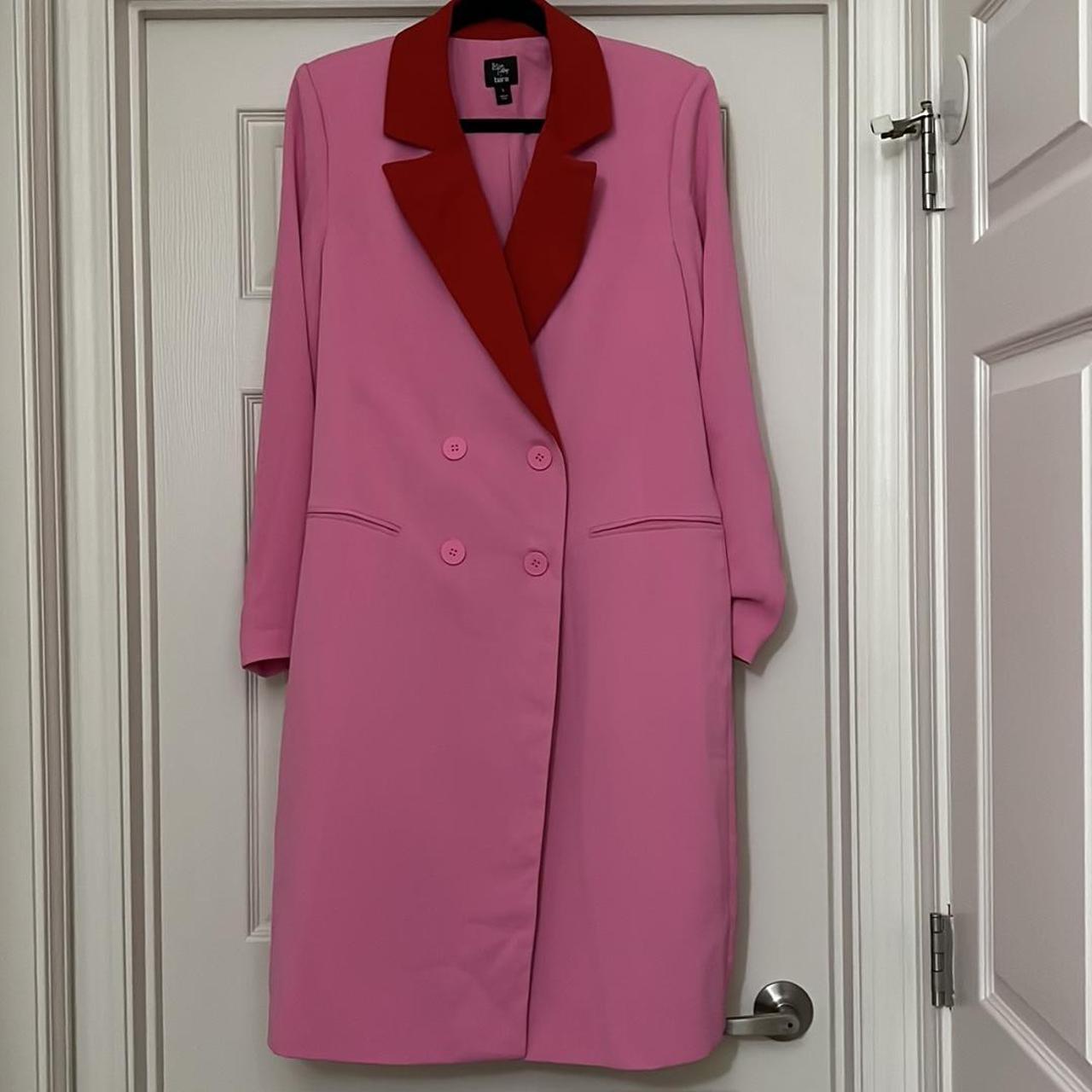 Bar III Women's Pink and Red Coat | Depop