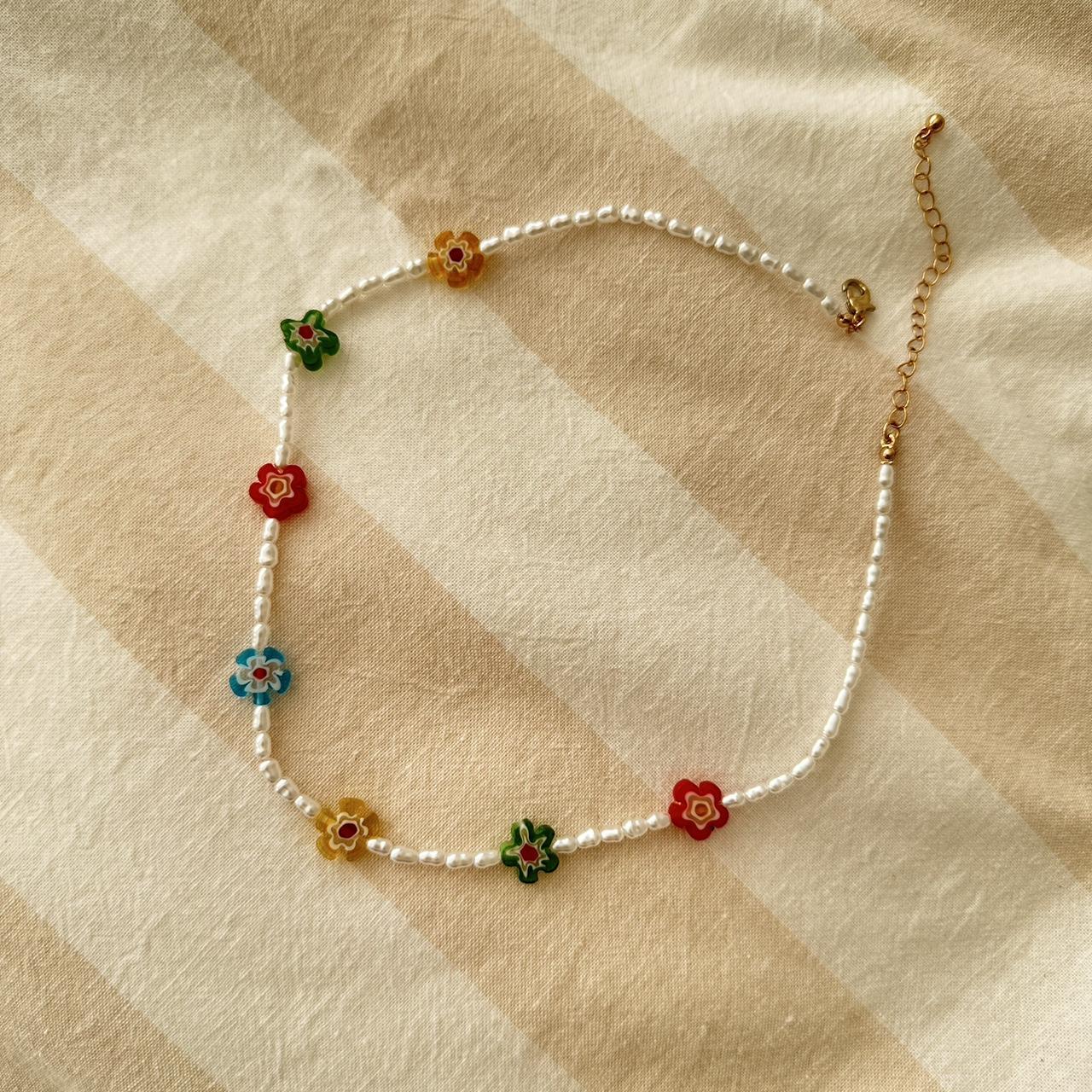 Flower beaded necklace from Sportsgirl Never worn Depop