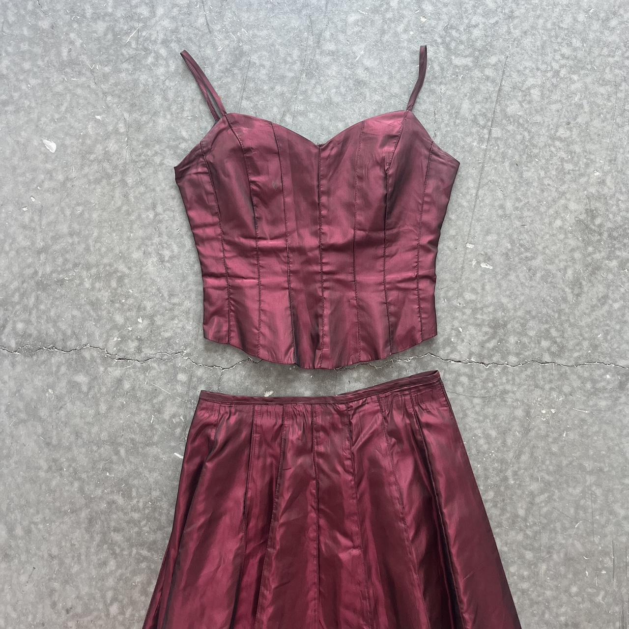 Vintage Women's Dress - Burgundy/Red - M – Vintag… - image 1