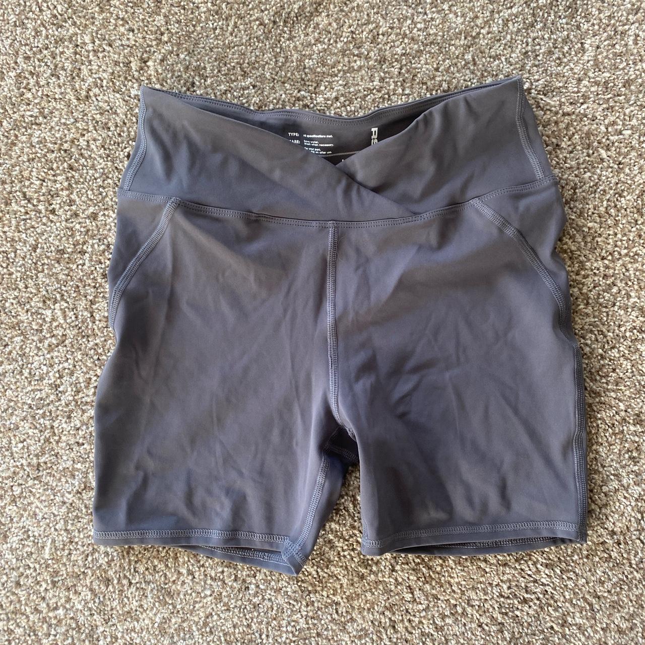 RSQ gray biker shorts with cross cros pattern on the... - Depop