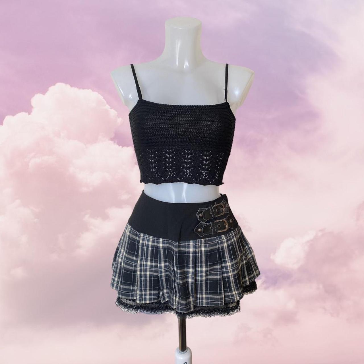 Y2K Japanese tartan mini skort, plaid pleated mini... - Depop