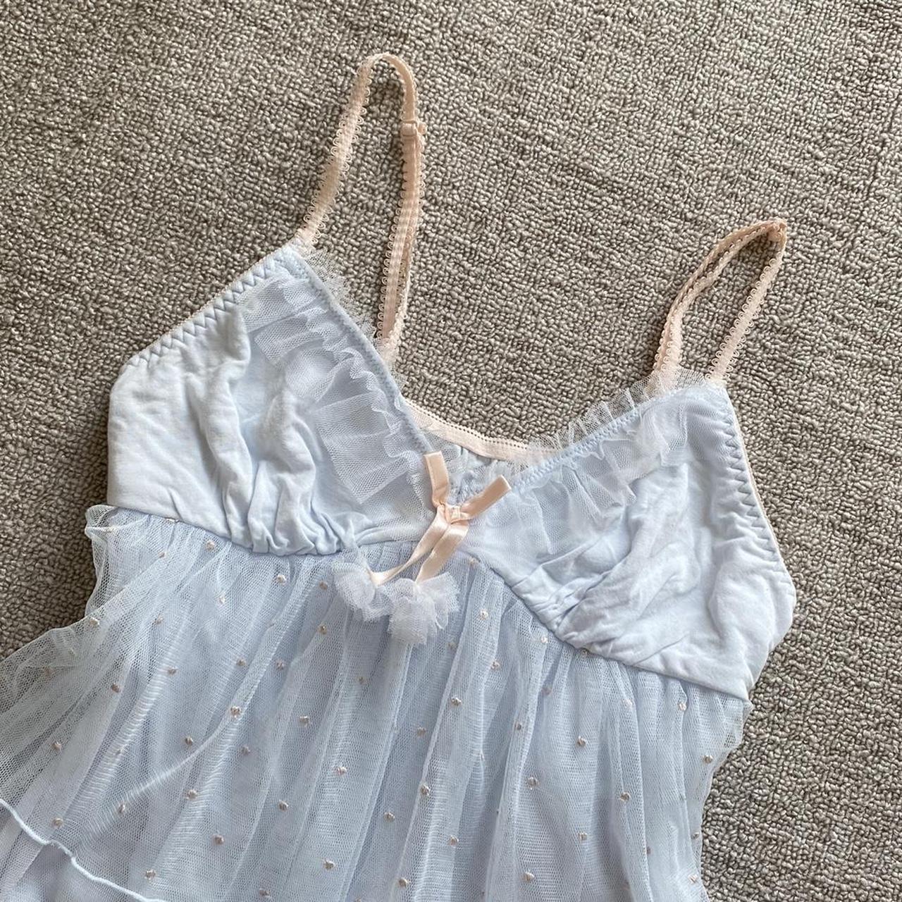 Dainty baby blue Japanese babydoll cami top, mesh... - Depop