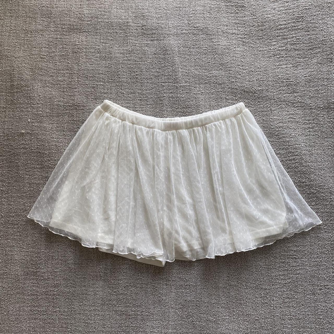 coquette japanese white mini skort, delicate shorts... - Depop