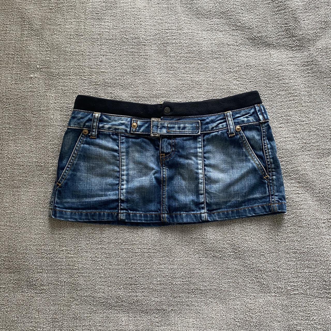 Vintage Y2k Denim Micro Mini Skirt By... - Depop