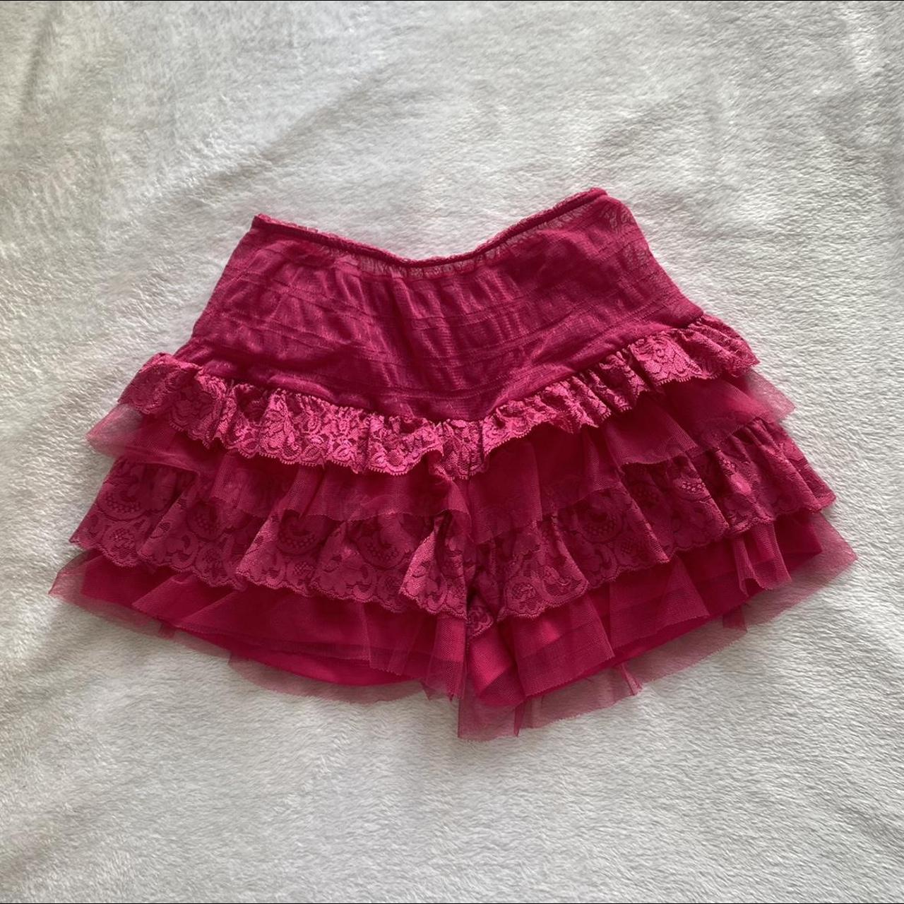 coquette japanese bloomers, pink frilly shorts, lace... - Depop