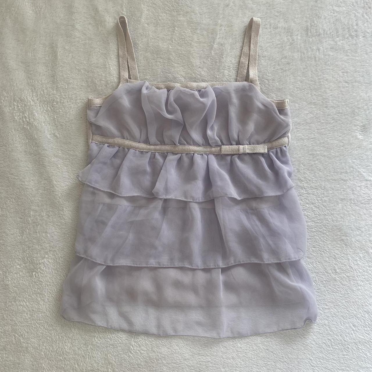 Coquette japanese milkmaid cami top, tiered lace... - Depop