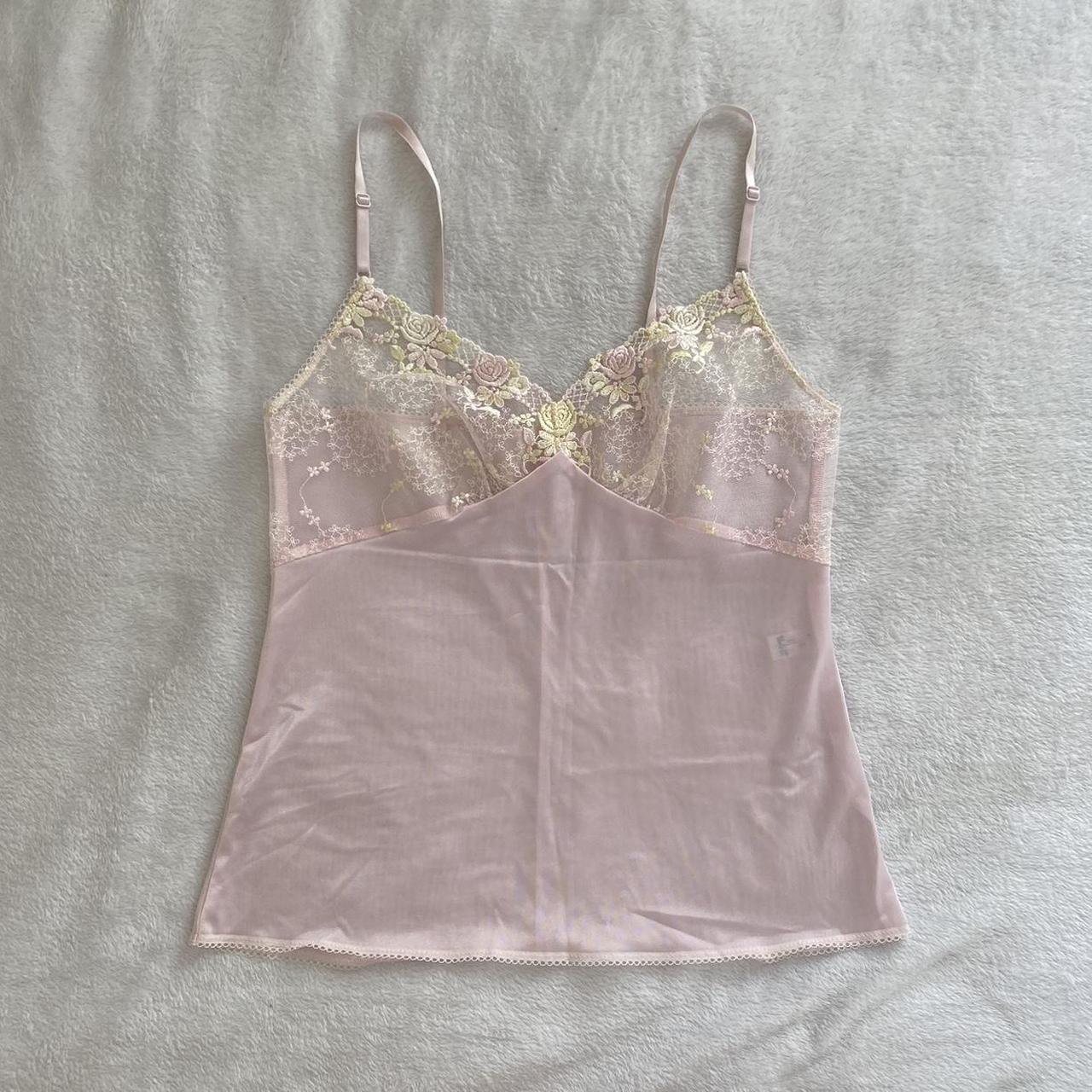 coquette babydoll cami top, delicate lace japanese... - Depop