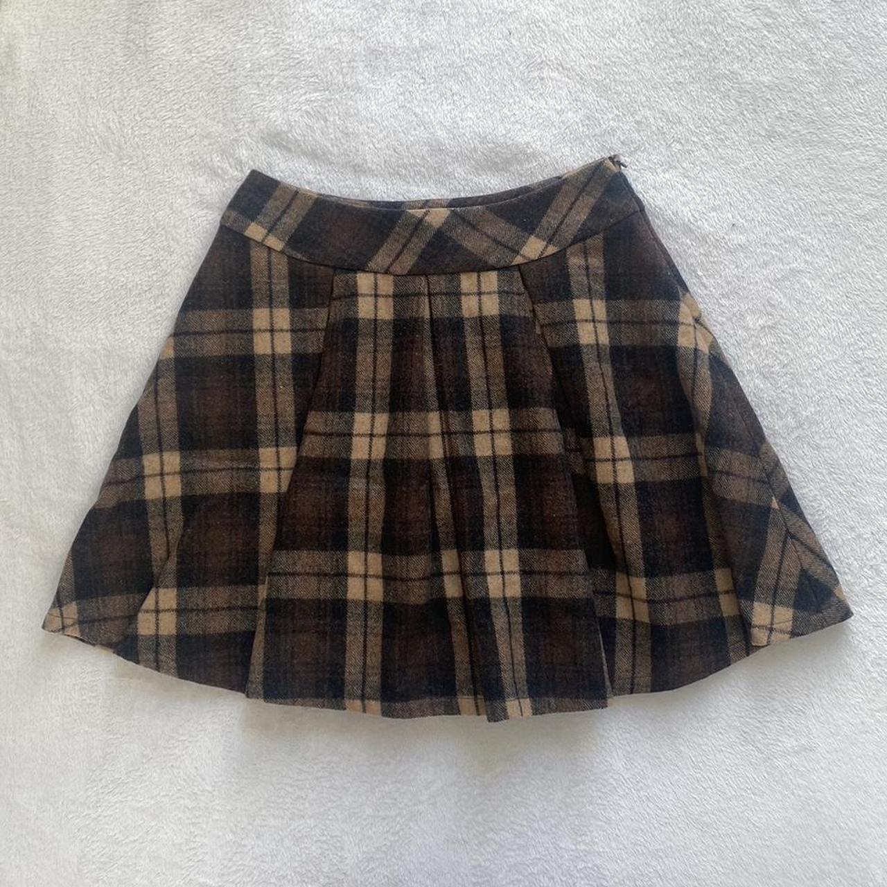 dark academia japanese plaid pleated skirt, tartan... - Depop