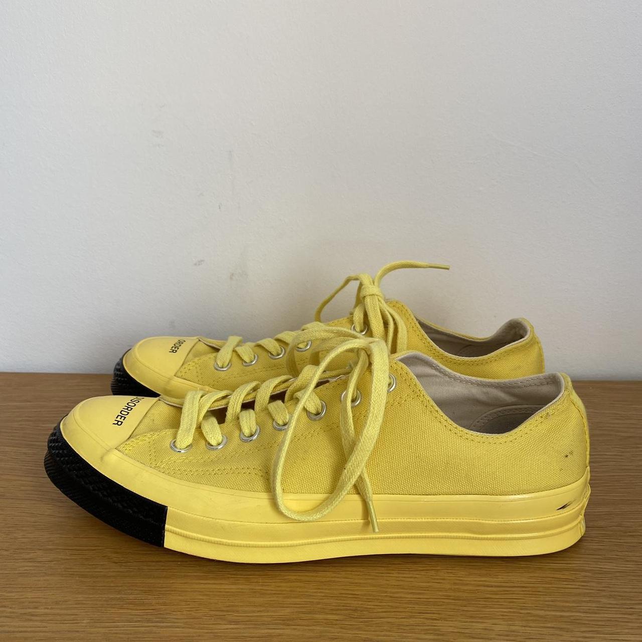 Yellow low top converse U.K 9 Order and Disorder... - Depop