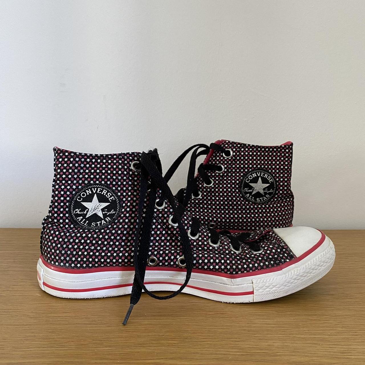 Converse vintage star high tops U.K 7 Black pink and. Depop