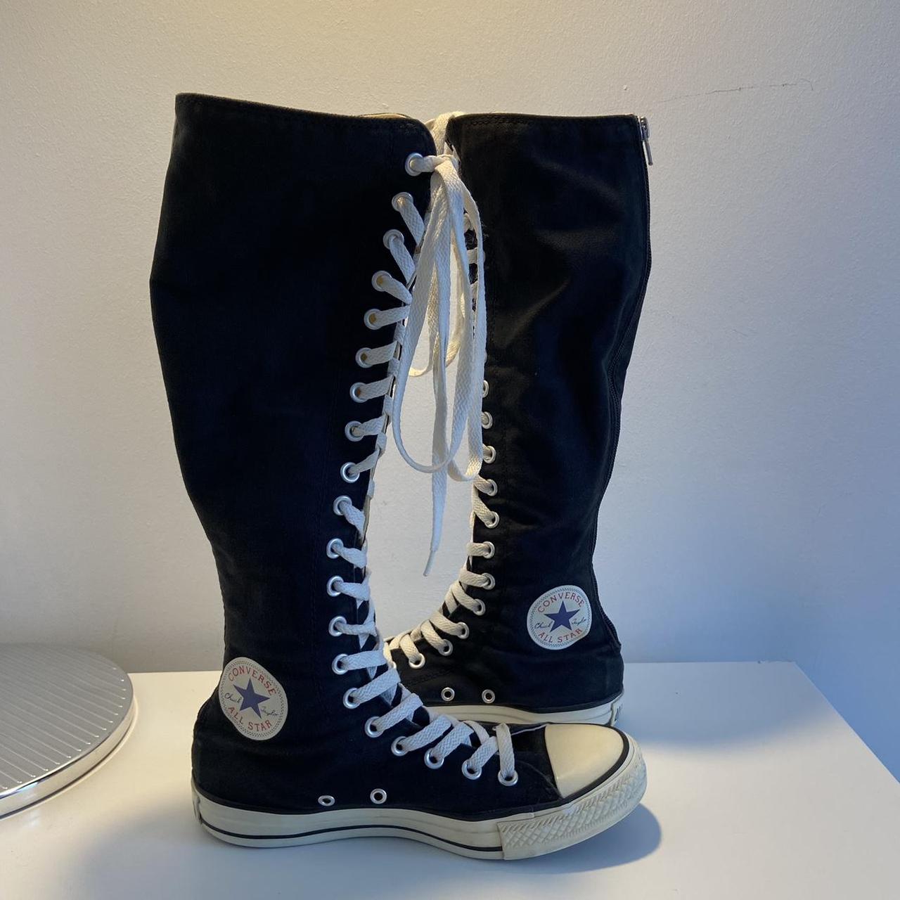 Converse knee high black white U.K. 5 EU 37.5 CM... - Depop