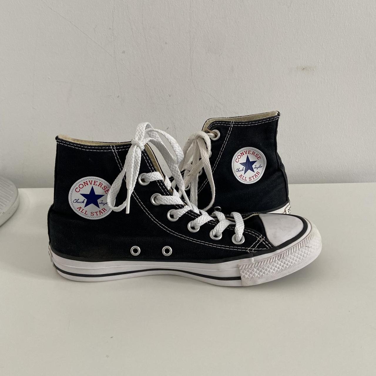 Converse black and white High top U.K 4 EU 36.5 CM. Depop