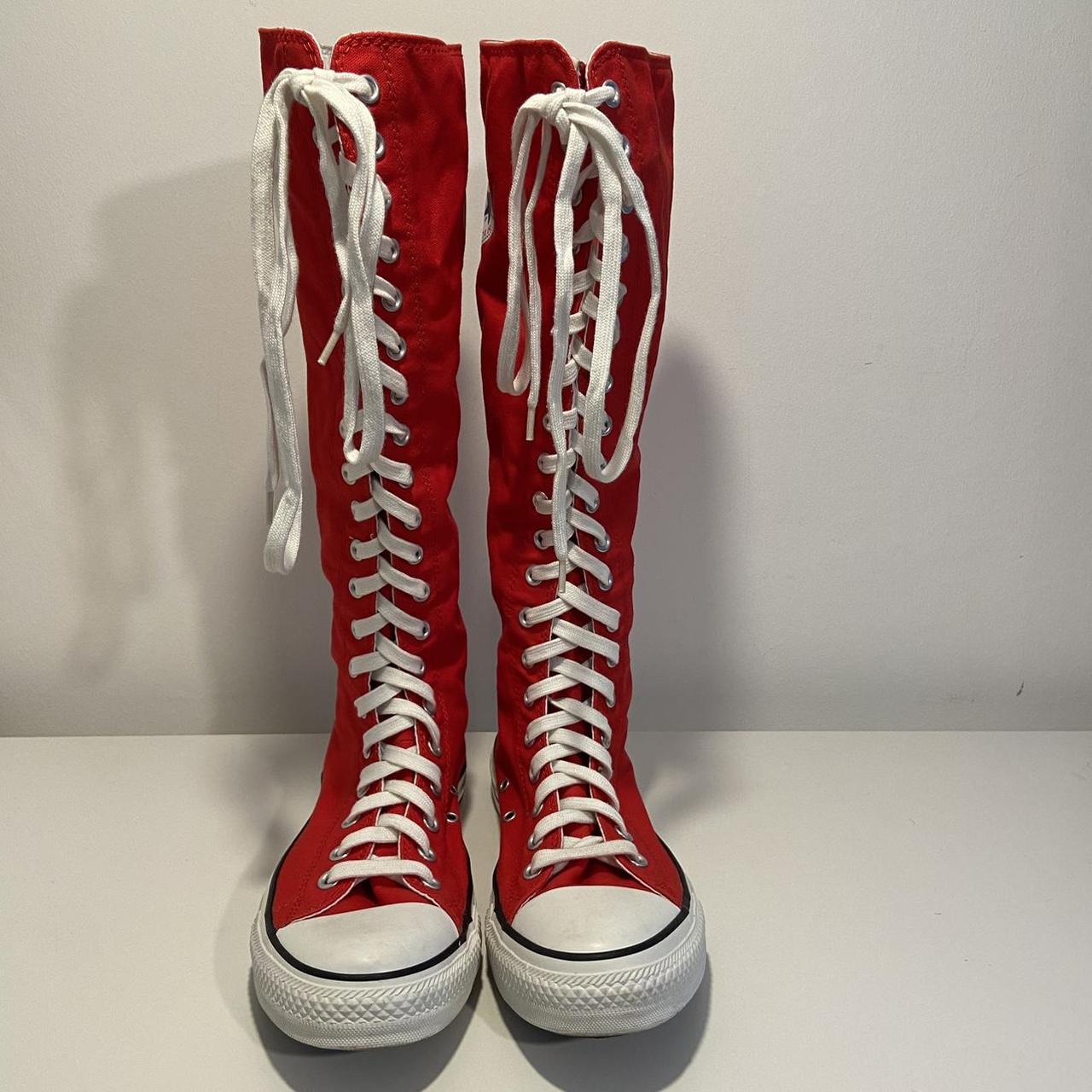 Knee high converse Red and white Very Rare UK 9 EU. Depop