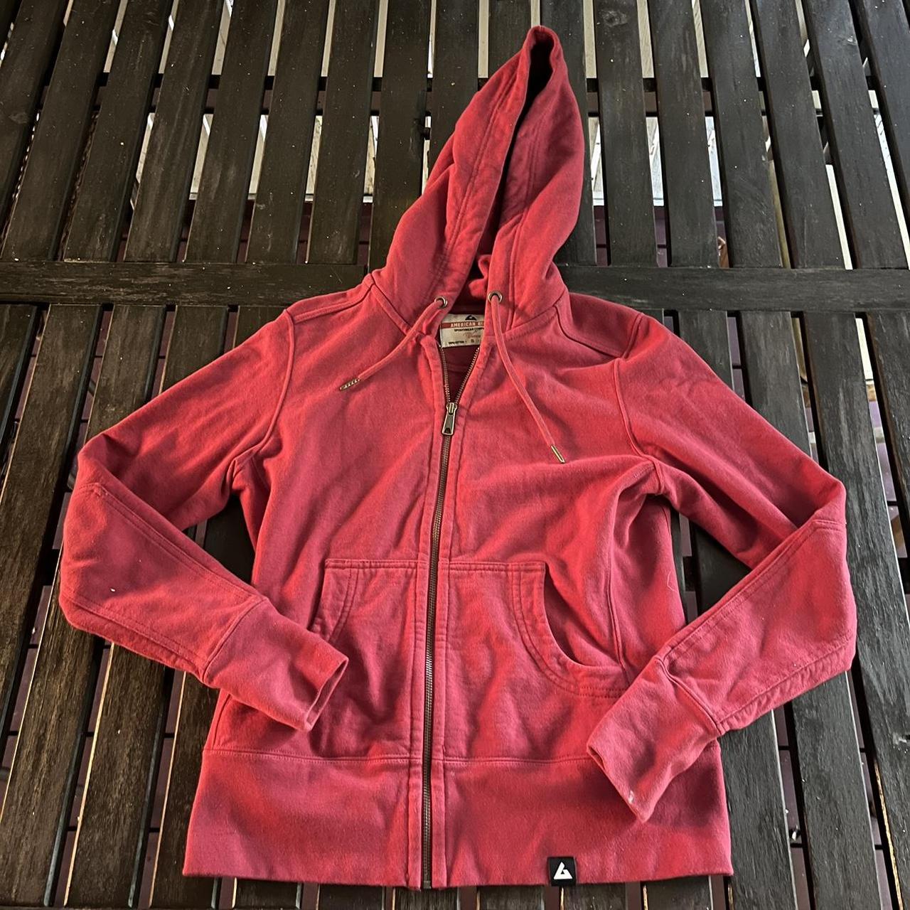 American Giant Heavyweight Zip Hoodie in Red S Depop